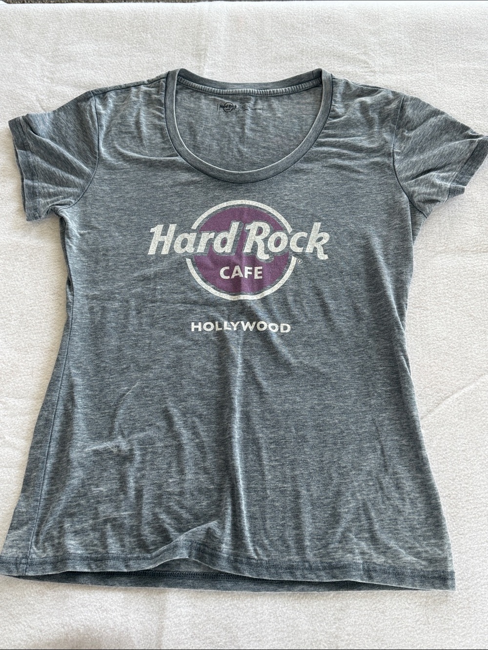 Hard Rock Cafe Gray Tee with Purple Logo